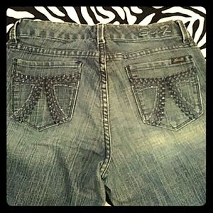 7 For All Mankind Blue Jeans with Studded Pockets